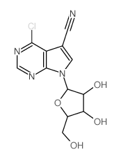 5-chloro-9-[3,4-dihydroxy-5-(hydroxymethyl)oxolan-2-yl]-2,4,9-triazabicyclo[4.3.0]nona-2,4,7,10-tetraene-7-carbonitrile Structure