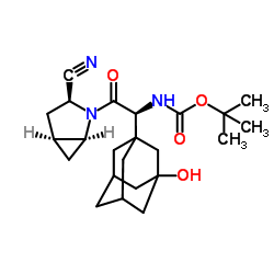 N-[(1S)-2-[(1S,3S,5S)-3-氰基-2-氮杂双环[3.1.0]己烷-2-基]-1-(3-羟基三环[3.3.1.13,7]癸烷-1-基)-2-氧代乙基]氨基甲酸 1,1-二甲基乙酯结构式