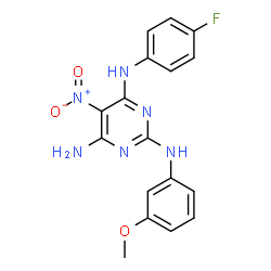 N~4~-(4-fluorophenyl)-N~2~-(3-methoxyphenyl)-5-nitropyrimidine-2,4,6-triamine结构式