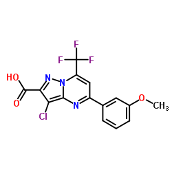 3-CHLORO-5-(3-METHOXY-PHENYL)-7-TRIFLUOROMETHYL-PYRAZOLO[1,5-A]PYRIMIDINE-2-CARBOXYLIC ACID picture