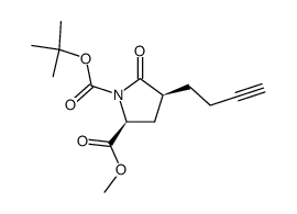 (2S,4S)-4-but-3-ynyl-5-oxopyrrolidine-1,2-dicarboxylic acid 1-tert-butyl ester 2-methyl ester结构式