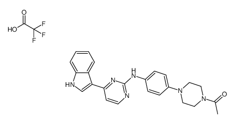 N-[4-(4-acetylpiperazin-1-yl)phenyl]-4-(1H-indol-3-yl)pyrimidin-2-amine trifluoroacetate Structure