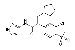 2(R)-(3-chloro-4-methanesulfonyl-phenyl)-3-cyclopentyl-N-(1H-pyrazol-3-yl)-propionamide Structure