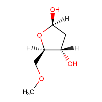 β-D-erythro-Pentofuranose, 2-deoxy-5-O-methyl- Structure