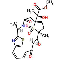 Methyl (2S)-2-[(1S,2R,4R,14R,18R)-1,14-dimethyl-21,21-dioxido-5,16-dioxo-3-oxa-12,21-dithia-15,22-diazatetracyclo[16.2.1.110,13.02,4]docosa-6,8,10,13(22)-tetraen-18-yl]-2-hydroxypropanoate结构式