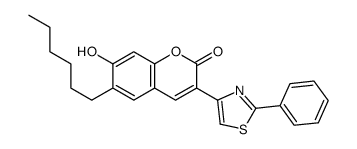 6-hexyl-7-hydroxy-3-(2-phenyl-1,3-thiazol-4-yl)chromen-2-one Structure