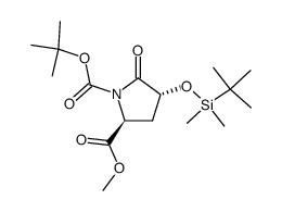 (2S,4R)-1-tert-butyl 2-Methyl 4-((tert-butyldimethylsilyl)oxy)-5-oxopyrrolidine-1,2-dicarboxylate结构式