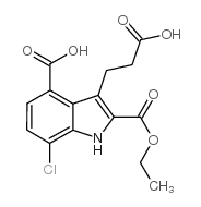 4-羧基-7-氯-2-(乙氧基羰基)吲哚-3-丙酸结构式