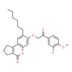 7-[2-(3-fluoro-4-methoxyphenyl)-2-oxoethoxy]-8-hexyl-2,3-dihydro-1H-cyclopenta[c]chromen-4-one结构式