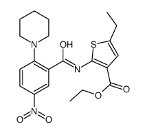 ethyl 5-ethyl-2-[(5-nitro-2-piperidin-1-ylbenzoyl)amino]thiophene-3-carboxylate Structure