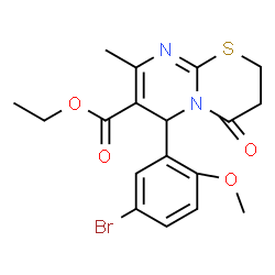 ethyl 6-(5-bromo-2-methoxyphenyl)-8-methyl-4-oxo-3,4-dihydro-2H,6H-pyrimido[2,1-b][1,3]thiazine-7-carboxylate结构式