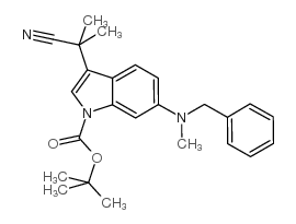 3-(1-氰基-1-甲基乙基)-6-[甲基(苯甲基)氨基]-1H-吲哚-1-羧酸-1,1-二甲基乙酯结构式