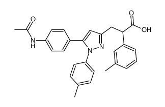 3-[5-(4-Acetylamino-phenyl)-1-p-tolyl-1H-pyrazol-3-yl]-2-m-tolyl-propionic acid Structure