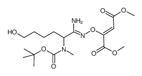 dimethyl 2-(((1-amino-2-((tert-butoxycarbonyl)(methyl)amino)-6-hydroxyhexylidene)amino)oxy)but-2-enedioate Structure