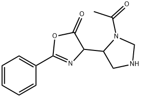 2-Oxazolin-5-one,4-(3-acetyl-4-imidazolidinyl)-2-phenyl- (5CI) structure