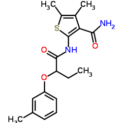 4,5-Dimethyl-2-{[2-(3-methylphenoxy)butanoyl]amino}-3-thiophenecarboxamide Structure