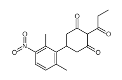 5-(2,6-dimethyl-3-nitrophenyl)-2-propanoylcyclohexane-1,3-dione Structure