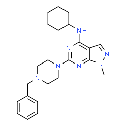 6-(4-benzylpiperazin-1-yl)-N-cyclohexyl-1-methyl-1H-pyrazolo[3,4-d]pyrimidin-4-amine structure