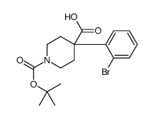 N-BOC-4-(2-溴苯基)-哌啶-4-羧酸结构式