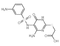 2-[[4-amino-5-[(3-aminophenyl)sulfonylamino]-6-oxo-3H-pyrimidin-2-yl]sulfanyl]acetic acid structure