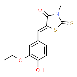 (5Z)-5-(3-Ethoxy-4-hydroxybenzylidene)-3-methyl-2-thioxo-1,3-thiazolidin-4-one结构式