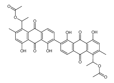 9,9',10,10'-Tetrahydro-1,1',8,8'-tetrahydroxy-6,6'-dimethyl-9,9',10,10'-tetraoxo-α,α'-dimethyl-2,2'-bi(5-anthracenemethanol)α,α'-diacetate结构式