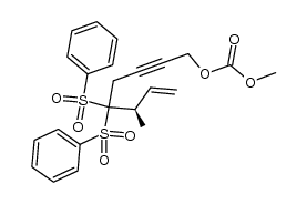 (R)-methyl (6-methyl-5,5-bis(phenylsulfonyl)oct-7-en-2-yn-1-yl) carbonate结构式