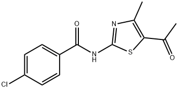 4-氯-N-(5-乙酰-4-甲基-1,3-噻唑-2-基)苯甲酰胺结构式