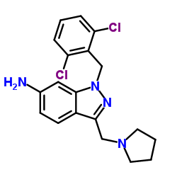 1-(2,6-二氯苄基)-3-(吡咯烷-1-基甲基)-1H-吲唑-6-胺结构式