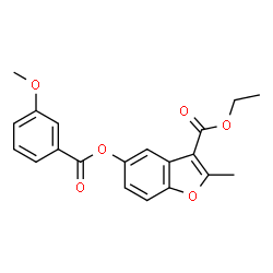 ethyl 5-((3-methoxybenzoyl)oxy)-2-methylbenzofuran-3-carboxylate结构式