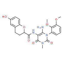 2H-1-Benzopyran-2-carboxamide,N-[6-amino-1-(2,3-dimethoxyphenyl)-1,2,3,4-tetrahydro-3-methyl-2,4-dioxo-5-pyrimidinyl]-3,4-dihydro-6-hydroxy-结构式