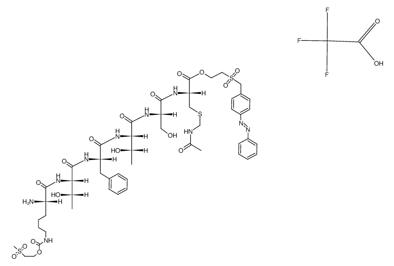 H-Lys(MSC)-Thr-Phe-Thr-Ser-Cys(ACM)-OPSE trifluoroacetate Structure