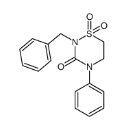 2-benzyl-1,1-dioxo-4-phenyl-dihydro-1λ6-[1,2,4]thiadiazin-3-one结构式