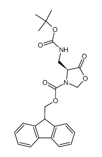 (S)-3-(fluoren-9-ylmethoxycarbonyl)-4-[(tert-butyloxycarbonylamino)methyl]-5-oxazolidinone Structure