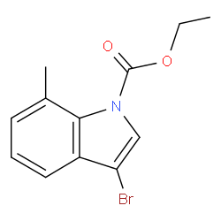 3-溴-7-甲基吲哚-1-甲酸乙酯结构式