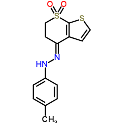 (1E)-1-(7,7-Dioxido-5,6-dihydro-4H-thieno[2,3-b]thiopyran-4-ylidene)-2-(4-methylphenyl)hydrazine Structure