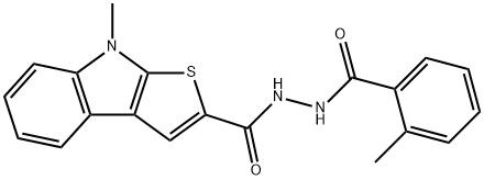 8-methyl-n'-(2-methylbenzoyl)-8h-thieno[2,3-b]indole-2-carbohydrazide结构式