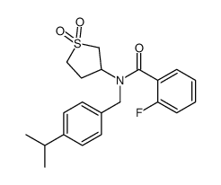 N-(1,1-dioxothiolan-3-yl)-2-fluoro-N-[(4-propan-2-ylphenyl)methyl]benzamide结构式