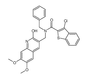 Benzo[b]thiophene-2-carboxamide, 3-chloro-N-[(1,2-dihydro-6,7-dimethoxy-2-oxo-3-quinolinyl)methyl]-N-(phenylmethyl)- (9CI)结构式