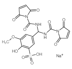 Benzenesulfonic acid, 5-[bis[[(2,5-dihydro-2,5-dioxo-1H-pyrrol-1-yl)carbonyl]amino]methyl]-2-hydroxy-3-methoxy-,sodium salt (1:1) Structure