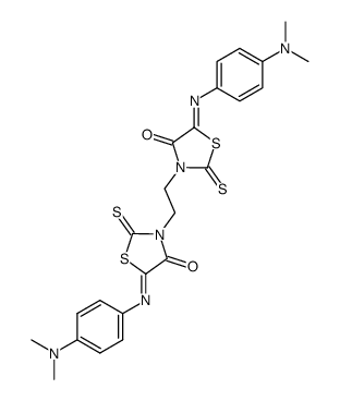 5,5'-bis-(4-dimethylamino-phenylimino)-2,2'-dithioxo-3,3'-ethane-1,2-diyl-bis-thiazolidin-4-one结构式