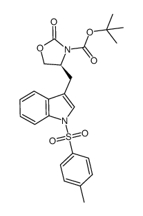 2-oxo-4-[1-(toluene-4-sulfonyl)-1H-indol-3-ylmethyl]-oxazolidine-3-carboxylic acid tert-butyl ester结构式