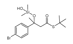 S-tert-butyl (R)-3-(4-bromophenyl)-3-(hydroxydimethylsilyloxy)butanethioate结构式