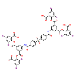 1,3-Benzenedicarboxylic acid, 5,5'-[sulfonylbis(4,1-phenylenecarbonylimino)]bis-, 1,1',3,3'-tetrakis(2,4-dibromo-6-carboxyphenyl) ester Structure