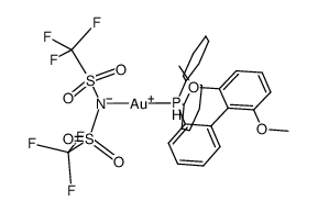 双(三氟甲磺酰基)酰亚胺(2-二环己基膦基-2'',6''-二甲氧基-1,1''-联苯)金(I)结构式