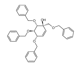 (1D)-(1,3/2,4)-1,2,3-tri-O-benzyl-4-C-[(benzyloxy)methyl]cyclohex-5-ene-1,2,3,4-tetrol结构式