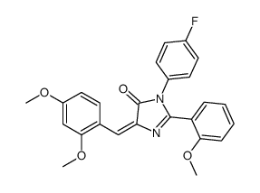 4H-Imidazol-4-one,5-[(2,4-dimethoxyphenyl)methylene]-3-(4-fluorophenyl)-3,5-dihydro-2-(2-methoxyphenyl)- Structure