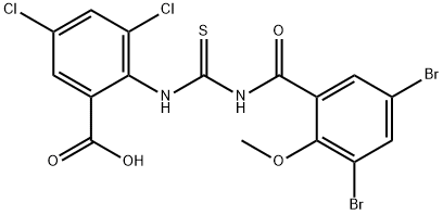3,5-dichloro-2-[[[(3,5-dibromo-2-methoxybenzoyl)amino]thioxomethyl]amino]-benzoic acid Structure