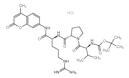 Boc-Val-Pro-Arg-7-酰胺基-4-甲基香豆素盐酸盐结构式