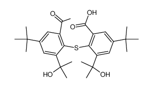 2-((2-acetyl-4-(tert-butyl)-6-(2-hydroxypropan-2-yl)phenyl)thio)-5-(tert-butyl)-3-(2-hydroxypropan-2-yl)benzoic acid结构式